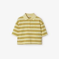 Cropped Striped Cotton Polo Shirt in Alabaster - Women | Burberry® Official