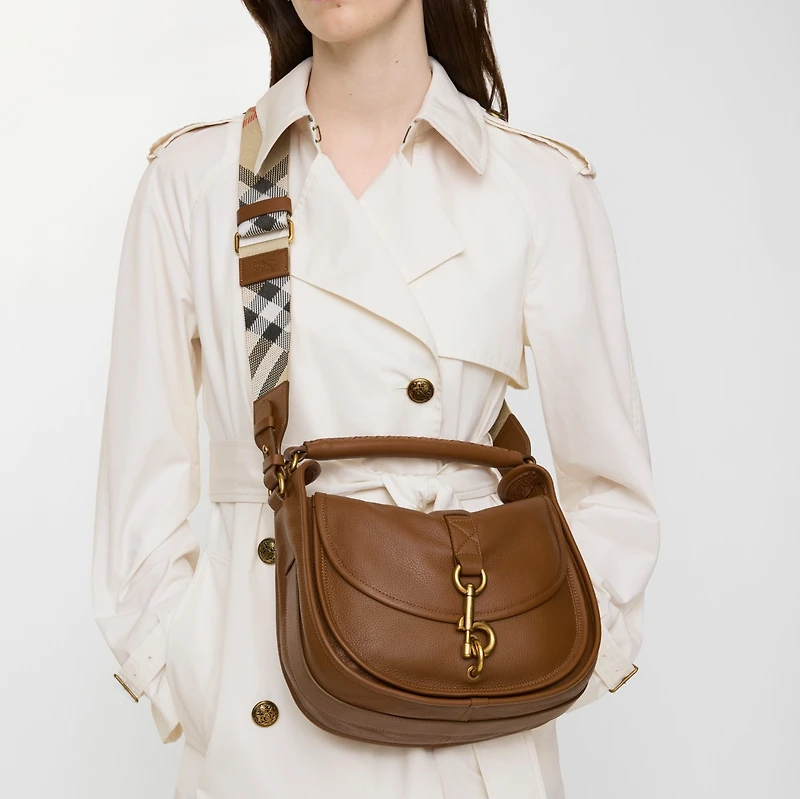 Small B Clip Messenger Bag in Hazel brown - Women, Leather | Burberry® Official