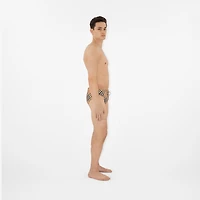 Check Swim Briefs in Sand - Men | Burberry® Official