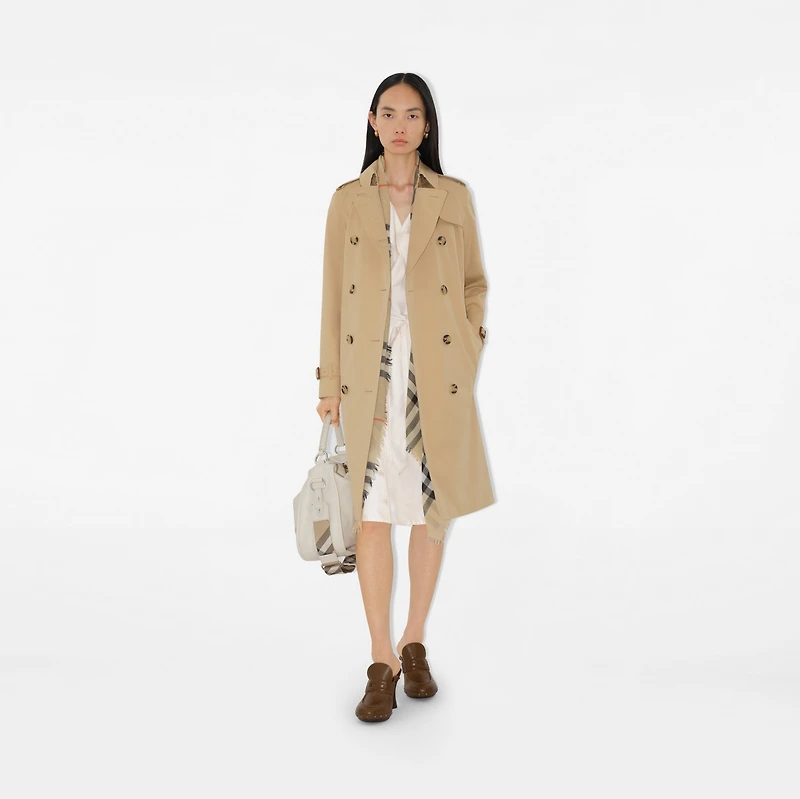 Long Kensington Heritage Trench Coat in Honey - Women, Cotton Gabardine | Burberry® Official