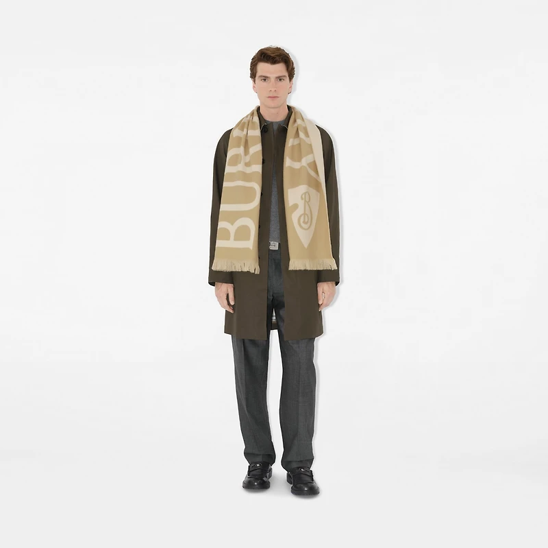 Logo Wool Scarf in Sand | Burberry® Official