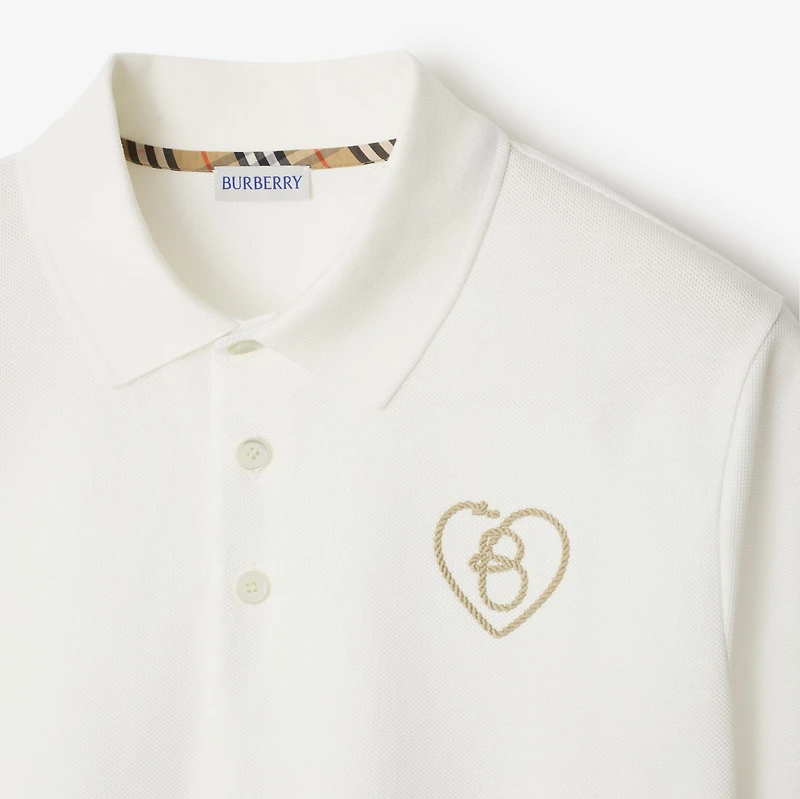 B Heart Cotton Polo Shirt in Chalk white - Men | Burberry® Official