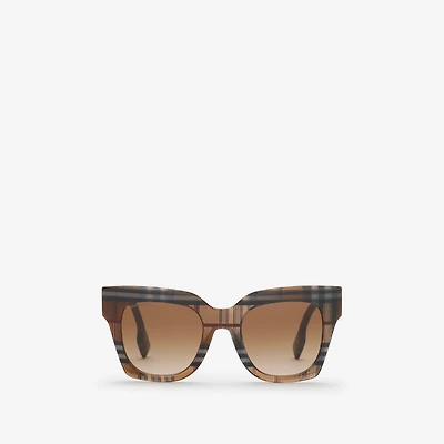 Check Square Sunglasses in Birch brown - Women | Burberry® Official
