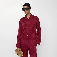 Check Silk Pyjama Shirt in Ripple red - Women | Burberry® Official