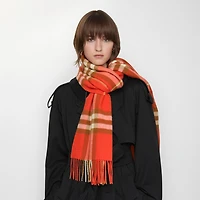 Wide Check Cashmere Scarf in Tomato red | Burberry® Official