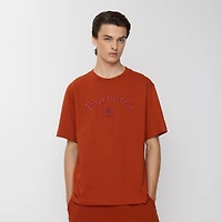 Gothic Logo Cotton T-shirt in Fire orange - Men | Burberry® Official