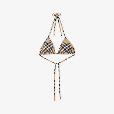 Check Bikini Top in Sand beige - Women | Burberry® Official