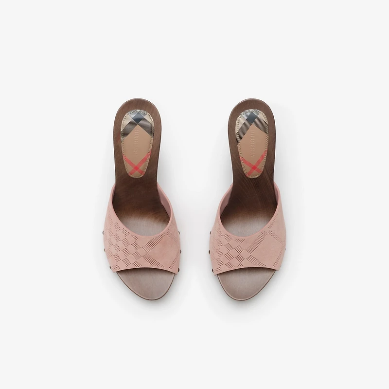 Check Suede Potter Mules​ in Peony pink - Women | Burberry® Official
