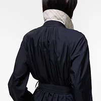 Long Belted Nylon Tickhill Car Coat in Navy - Women | Burberry® Official