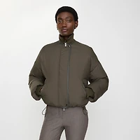 Cropped Reversible Belt Check Nylon Jacket in Marsh green - Women | Burberry® Official