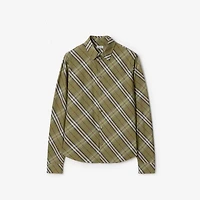 Relaxed Fit Check Cotton Shirt in Glade green - Men | Burberry® Official
