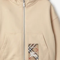 Check Label Cotton Zip Hoodie in Calico | Burberry® Official