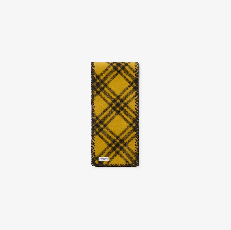 Narrow Check Wool Scarf in Chocolate brown/crown yellow | Burberry® Official