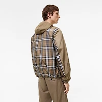 Check Trim Nylon Hooded Jacket in FINCH BROWN - Men | Burberry® Official