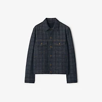 Check Denim Jacket in Indigo blue - Men, Cotton | Burberry® Official