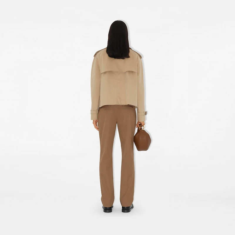 Gabardine Tailored Trousers in Warm cocoa - Women, Cotton | Burberry® Official