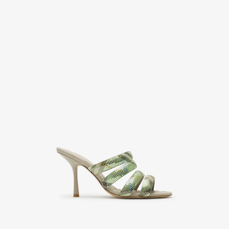 Check Mesh Mews Strap Mules in Artichoke - Women | Burberry® Official