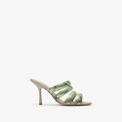 Check Mesh Mews Strap Mules in Artichoke - Women | Burberry® Official
