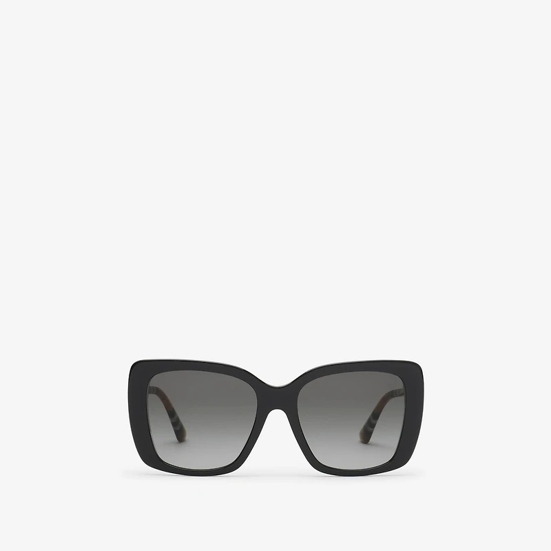 Oversized Check Square Sunglasses in Black - Women | Burberry® Official