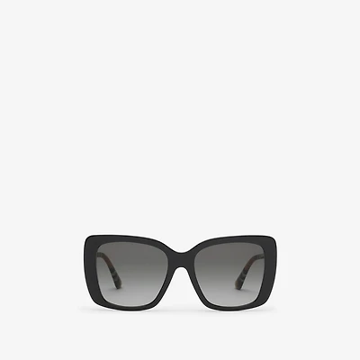 Oversized Check Square Sunglasses in Black - Women | Burberry® Official