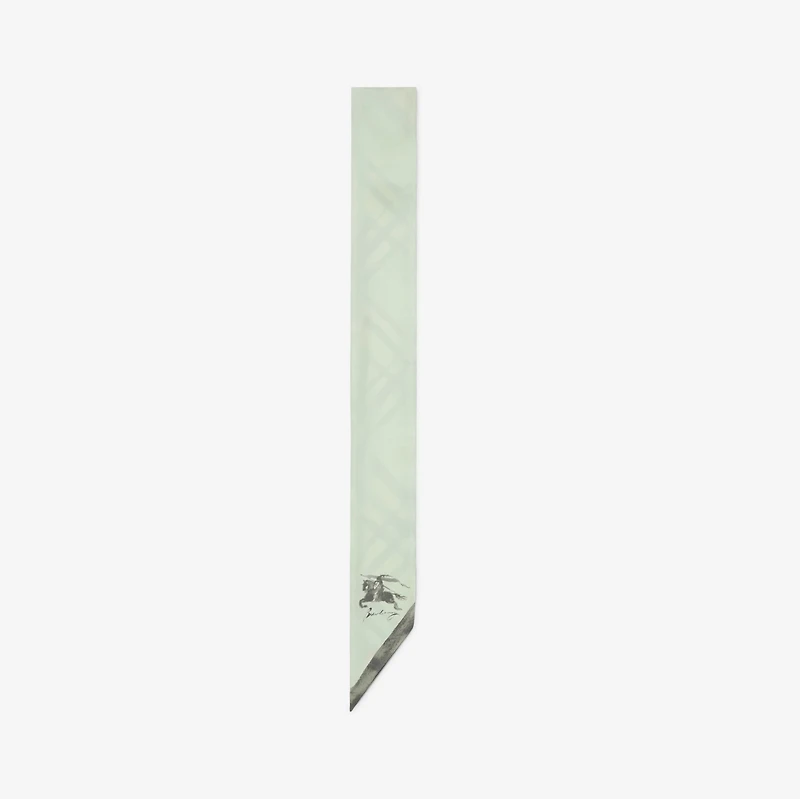 Skinny Reversible Check Silk Scarf in Breeze | Burberry® Official