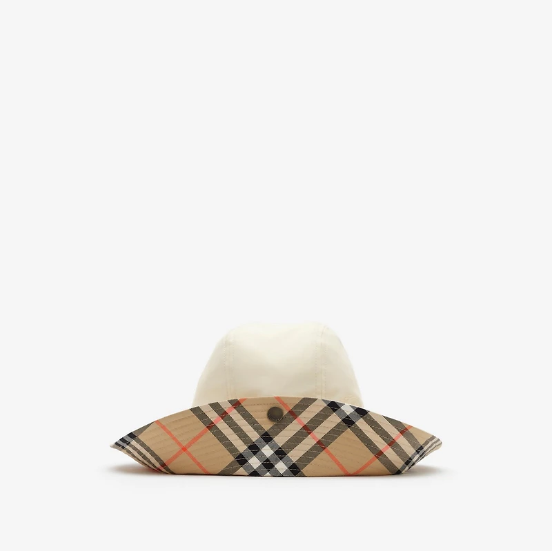 Check Brim Tropical Gabardine Hat in Tundra white - Men | Burberry® Official