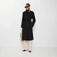 Long Castleford Trench Coat in Black - Women, Cotton Gabardine | Burberry® Official