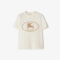 Knight Stamp Cotton T-shirt in Chalk - Women | Burberry® Official