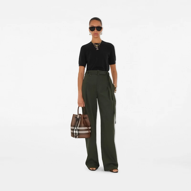 Small Check Bucket Bag in Dark birch brown - Women | Burberry® Official