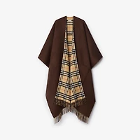 Reversible Check Wool Cashmere Cape in Treacle brown | Burberry® Official