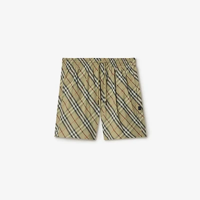 Check Swim Shorts in Glade green - Men, Nylon | Burberry® Official