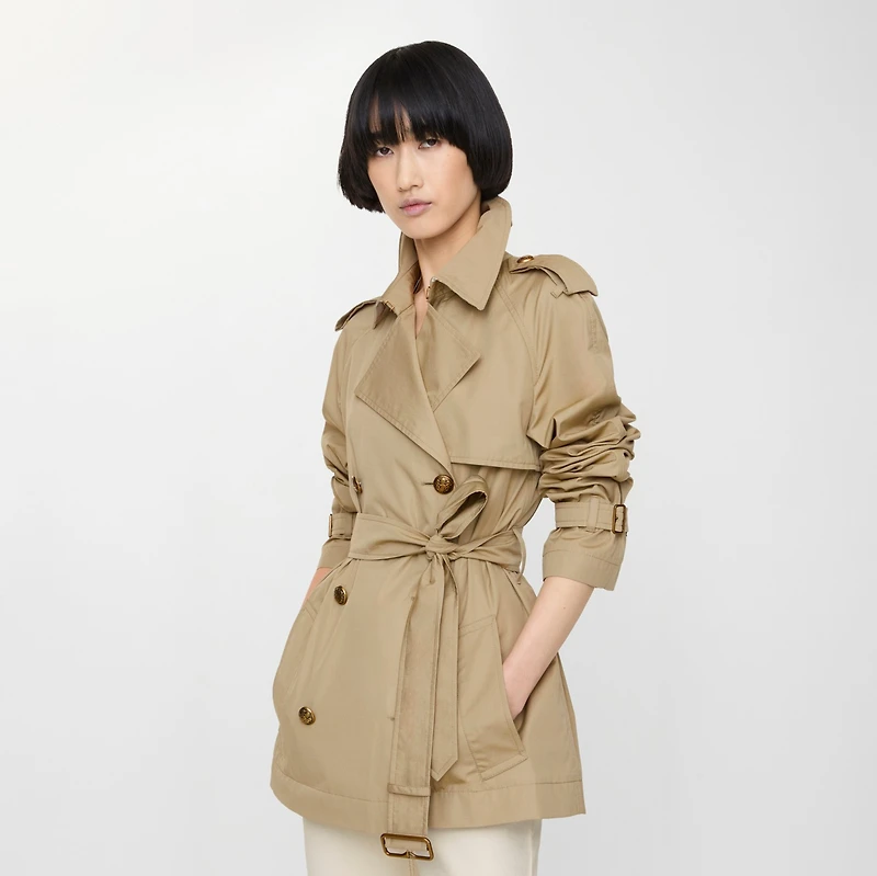 Short Lightweight Cotton Belgravia Trench Coat​ in Sparrow beige - Women, Cotton Gabardine | Burberry® Official