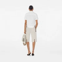 Check Trim Cotton Shirt in Optic white - Women | Burberry® Official