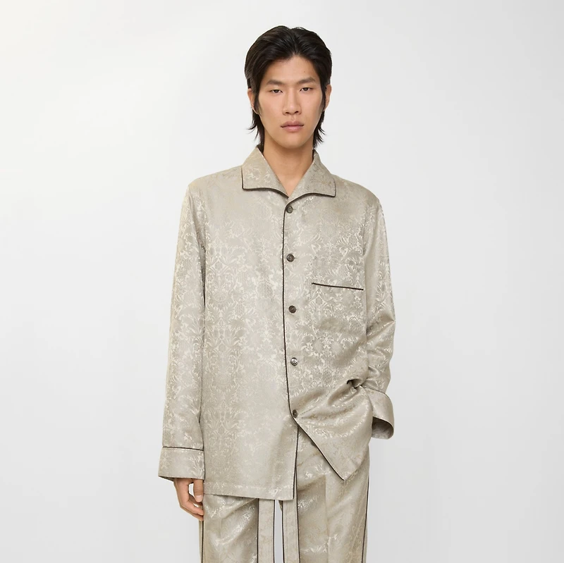 Sunflower Silk Pyjama Shirt in Taupe beige - Men | Burberry® Official