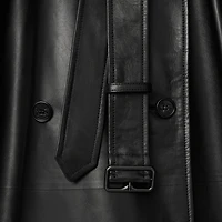 Long Leather Castleford Trench Coat in Black - Women | Burberry® Official