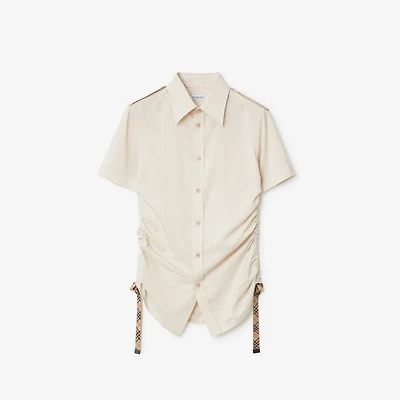 Slim Fit Striped Silk Shirt in Clam - Women | Burberry® Official