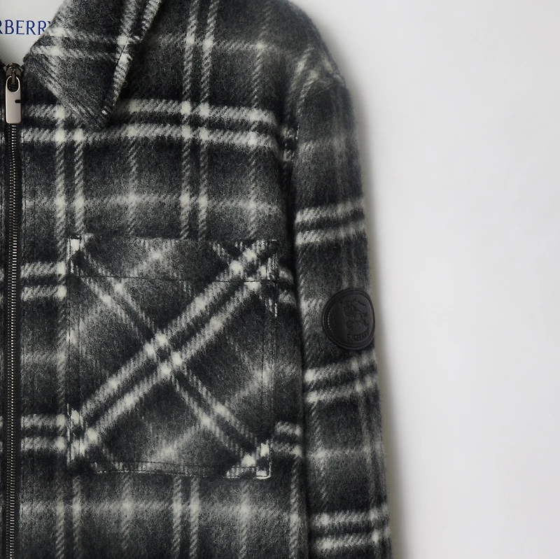 Check Wool Overshirt in Chess black/bass grey - Men | Burberry® Official