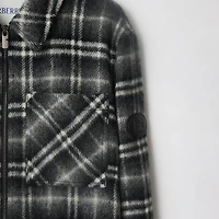 Check Wool Overshirt in Chess black/bass grey - Men | Burberry® Official