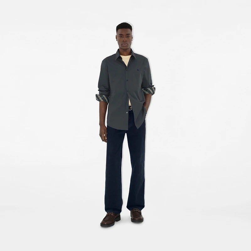 Slim Fit Cotton Shirt in Indigo - Men | Burberry® Official