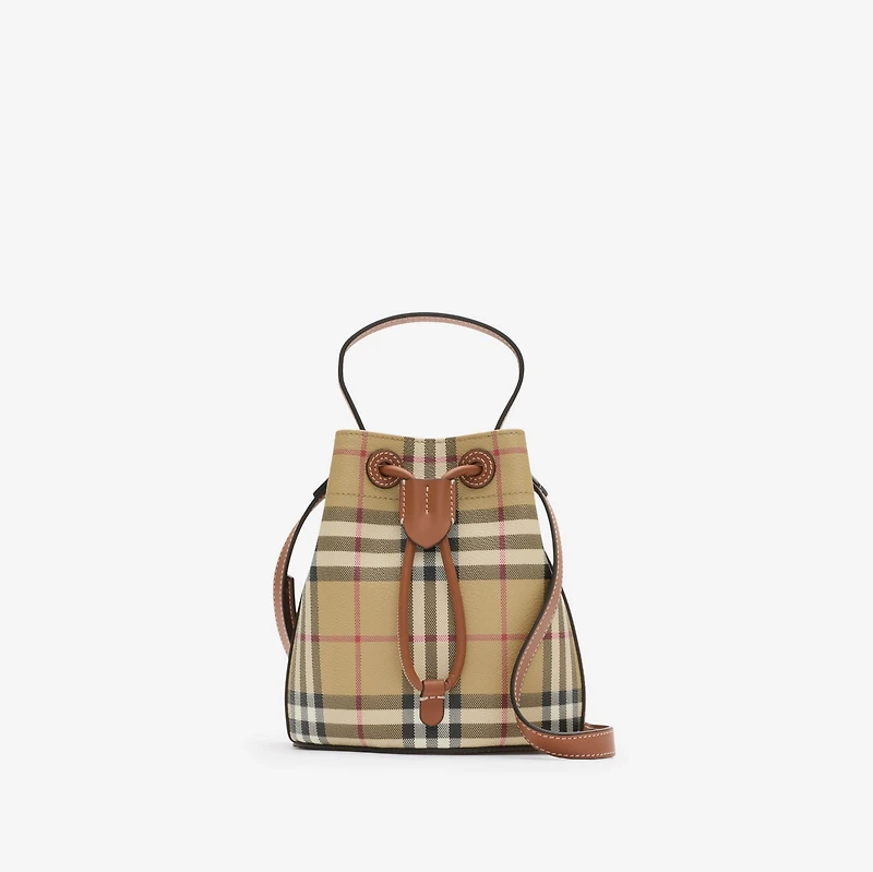 Mini Check Bucket Bag in Archive beige/briar brown - Women | Burberry® Official