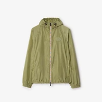 Checker-tape Nylon Hooded Jacket in Wreath green - Men | Burberry® Official