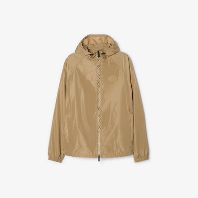 Checker-tape Nylon Hooded Jacket in Flax - Men | Burberry® Official