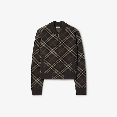 Check Wool Cashmere Bomber Jacket in Truffle brown - Women | Burberry® Official