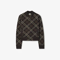 Check Wool Cashmere Bomber Jacket in Truffle brown - Women | Burberry® Official