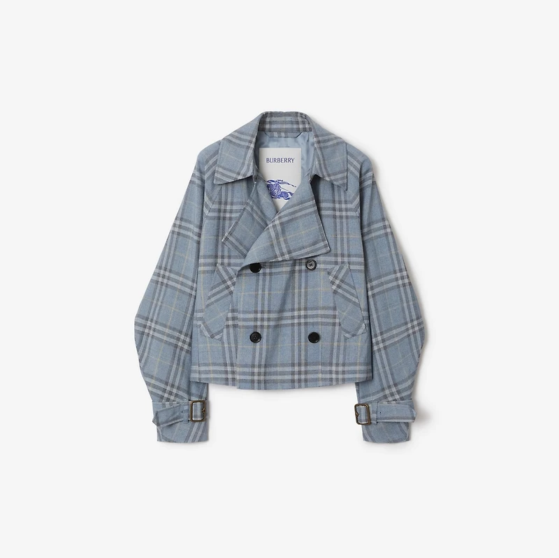 Check Silk Blend Trench Jacket in Gale - Women | Burberry® Official