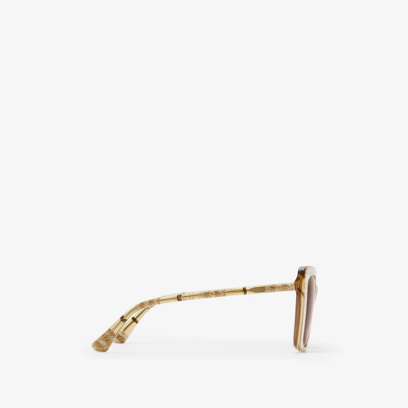 Tubular Check Square Sunglasses​ in Buff - Women | Burberry® Official