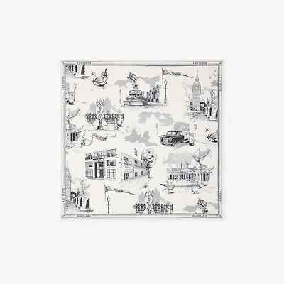 London Landmarks Silk Scarf in Monochrome | Burberry® Official
