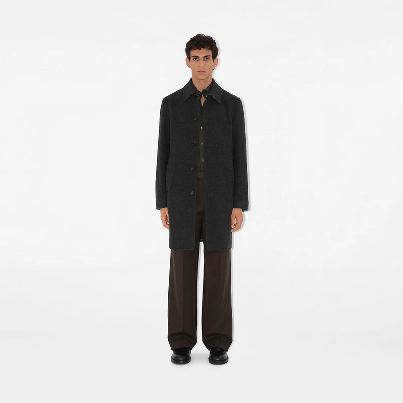 Mid-length Wool Car Coat in Charcoal grey - Men | Burberry® Official