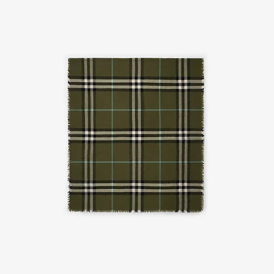 Wide Check Wool Scarf in Pea | Burberry® Official