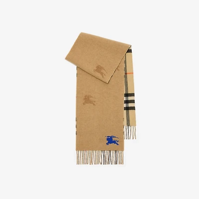 Reversible EKD Check Cashmere Scarf in Sand beige | Burberry® Official